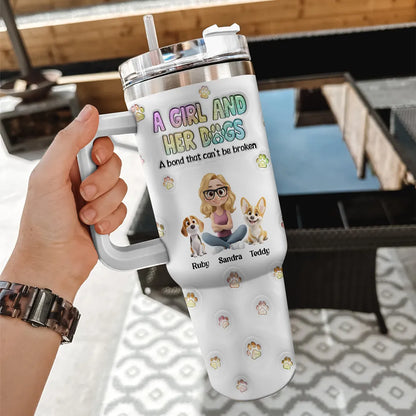 A Girl And Her Dog - Personalized Custom 3D Inflated Effect Tumbler