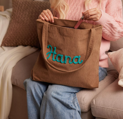 Custom Corduroy Tote Bag, Personalized Corduroy Bag, Everyday Essential Tote, Travel Crossbody Bag, Valentines Day gift, Easter Gifts