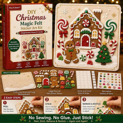 🎄 DIY Christmas Magic Felt Sticker Art Kit – Peel, Stick & Create