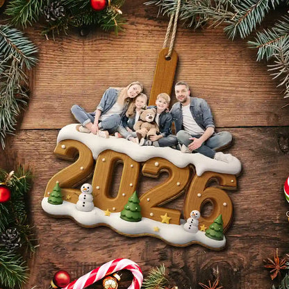 Custom Photo Christmas Family - Personalized Custom Shaped Wooden Ornament