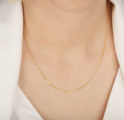Custom Letter Necklace - Sideways Initials Necklace - Mothers Day Gift - Personalized Jewelry - Bridesmaid Gift - Christmas Gift - Mom Gift