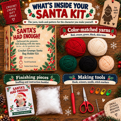 ⏳ Last Day 49% OFF – 🧶 Beginner-Friendly Christmas Crochet Bag Holder DIY Kit | 4 Festive Designs with Yarn, Tools & Guide Included 🎄