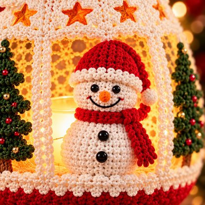 Snowman Christmas Lantern Crochet Pattern PDF | LED Holiday Decor