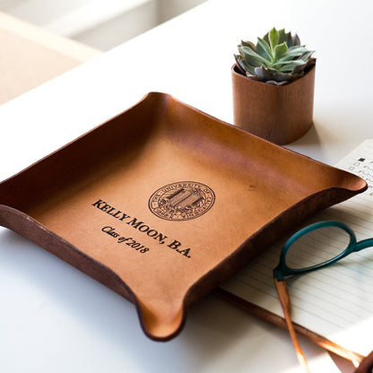 College Graduate Gift / Custom Leather Tray / Graduation Gift Ideas / Custom gift with University Seal, name / Class of 2026