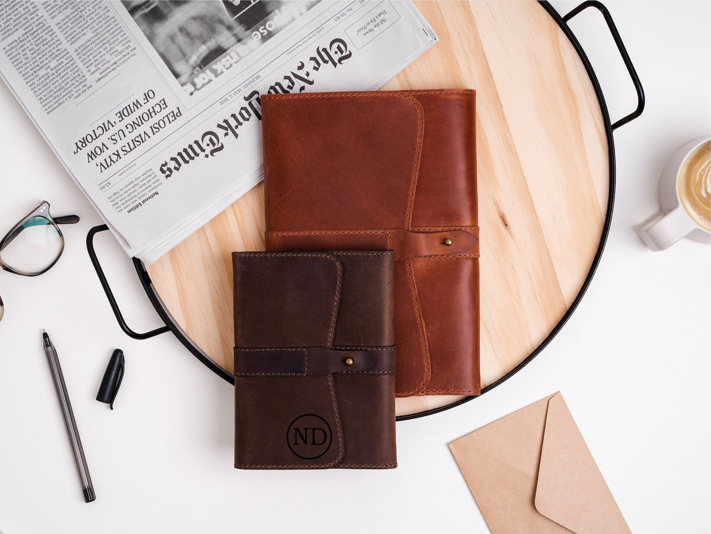Personalized Graduation Gift Leather Journal | Custom Monogram Notebook Class of 2026 Gift for College Graduate | Refillable Writing Journal