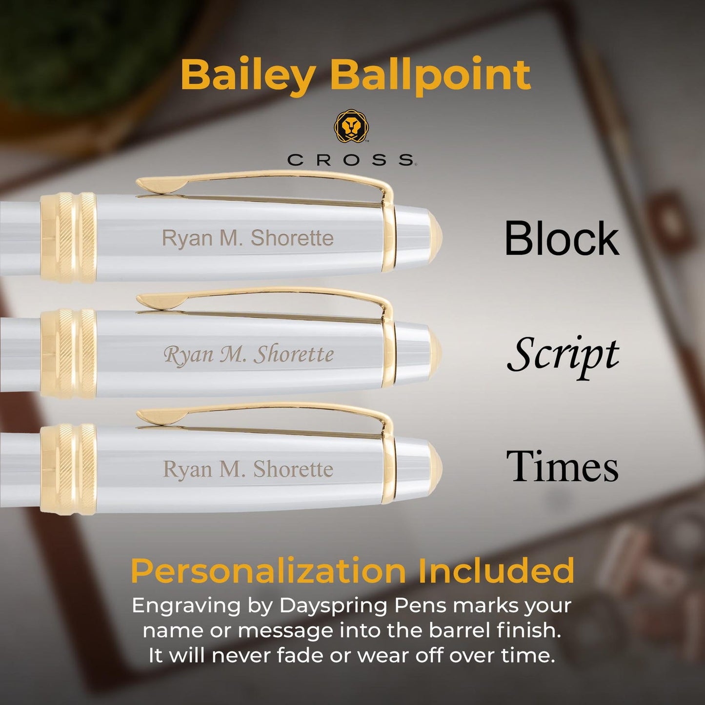 Personalized Cross Bailey Medalist Pen - Engraved Gift for Professionals, Graduates, Special Occasions