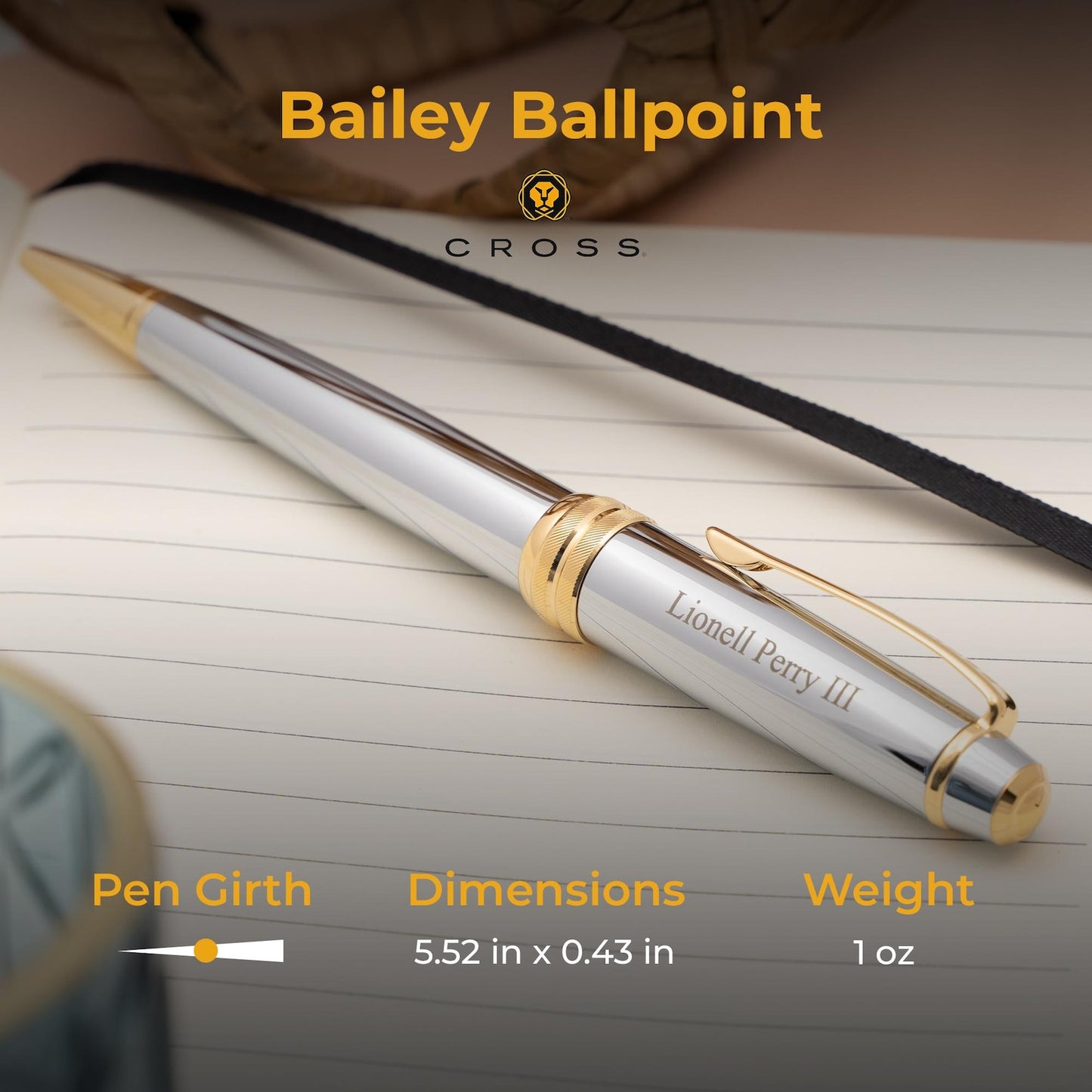 Personalized Cross Bailey Medalist Pen - Engraved Gift for Professionals, Graduates, Special Occasions
