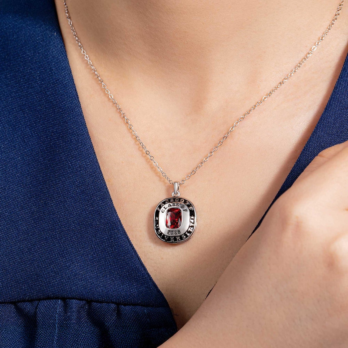 Personalized Graduation Gift Necklace With Birthstone, Engraved Memento For High School Or University Graduate