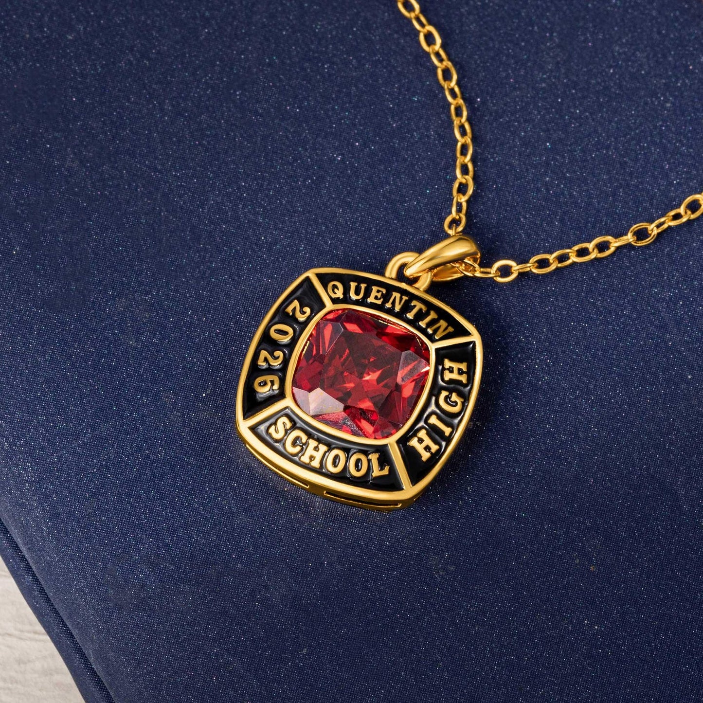 Personalized Graduation Gift Necklace With Birthstone, Engraved Memento For High School Or University Graduate