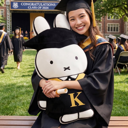 Graduation Bunny Custom Name Pillow, Cutte Pillow Bunny, Cute Graduation Gift, Custom Graduate Keepsake, Gift For Her