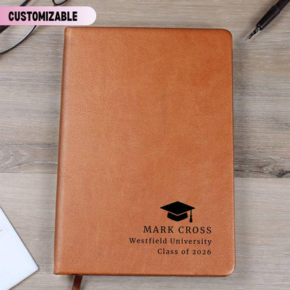 Personalized Leather Journal For Graduation, Custom Name School Year Notebook, College High School Gift, Graduate Present, Class Of 2026