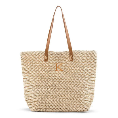 Personalized Tote Bag - Woven Straw - Tropical Vacation - Reusable Shopping Bag - Beach Tote - Mother's Day Gift - Personalized Gift