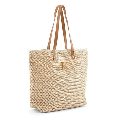 Personalized Tote Bag - Woven Straw - Tropical Vacation - Reusable Shopping Bag - Beach Tote - Mother's Day Gift - Personalized Gift