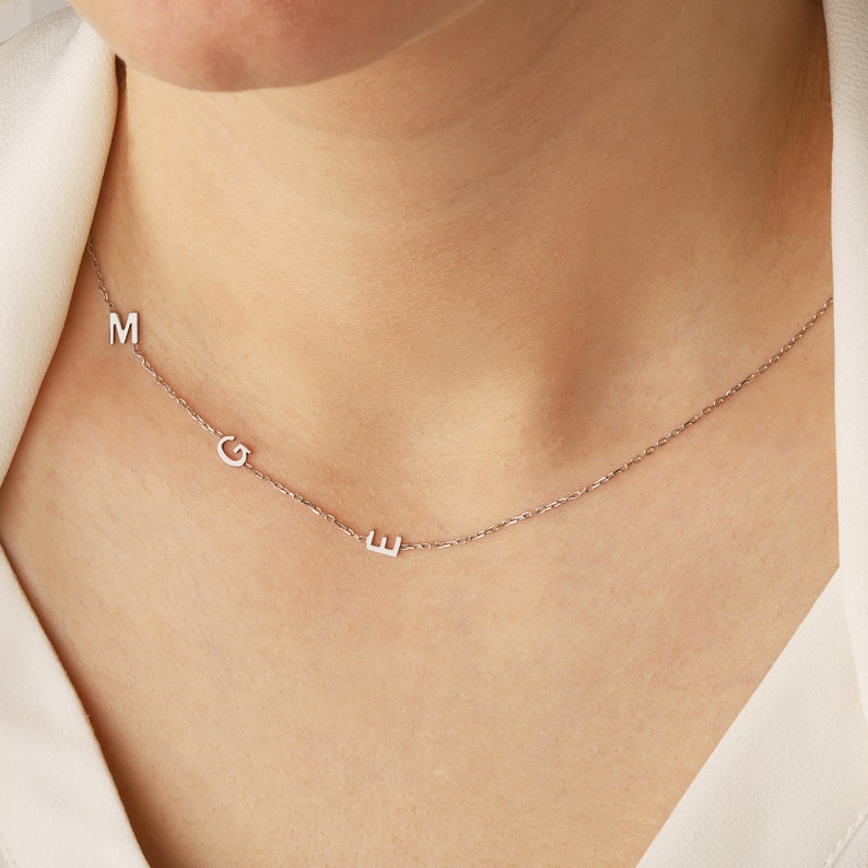 Custom Letter Necklace - Sideways Initials Necklace - Mothers Day Gift - Personalized Jewelry - Bridesmaid Gift - Christmas Gift - Mom Gift