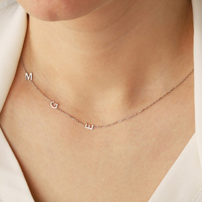 Custom Letter Necklace - Sideways Initials Necklace - Mothers Day Gift - Personalized Jewelry - Bridesmaid Gift - Christmas Gift - Mom Gift