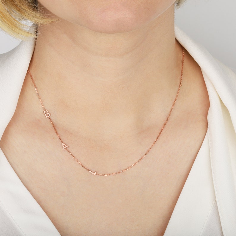 Custom Letter Necklace - Sideways Initials Necklace - Mothers Day Gift - Personalized Jewelry - Bridesmaid Gift - Christmas Gift - Mom Gift