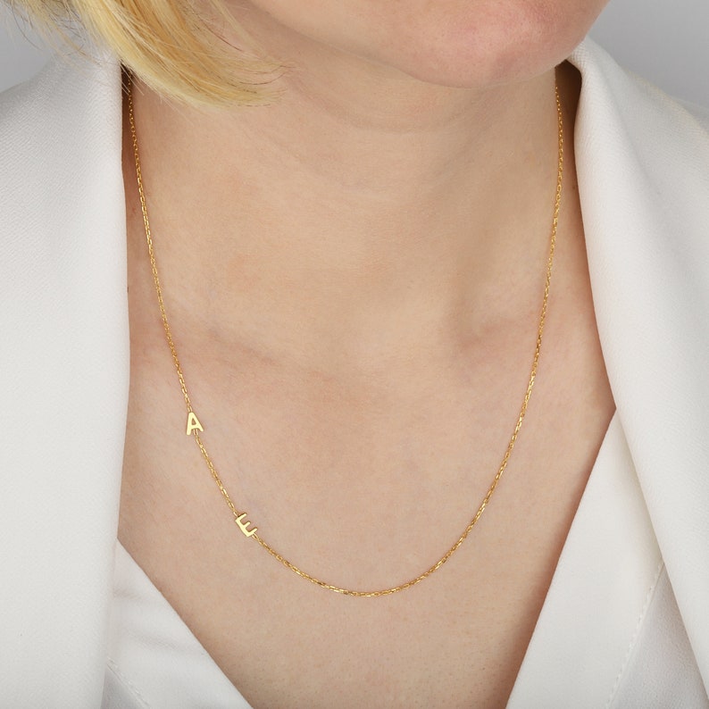Custom Letter Necklace - Sideways Initials Necklace - Mothers Day Gift - Personalized Jewelry - Bridesmaid Gift - Christmas Gift - Mom Gift