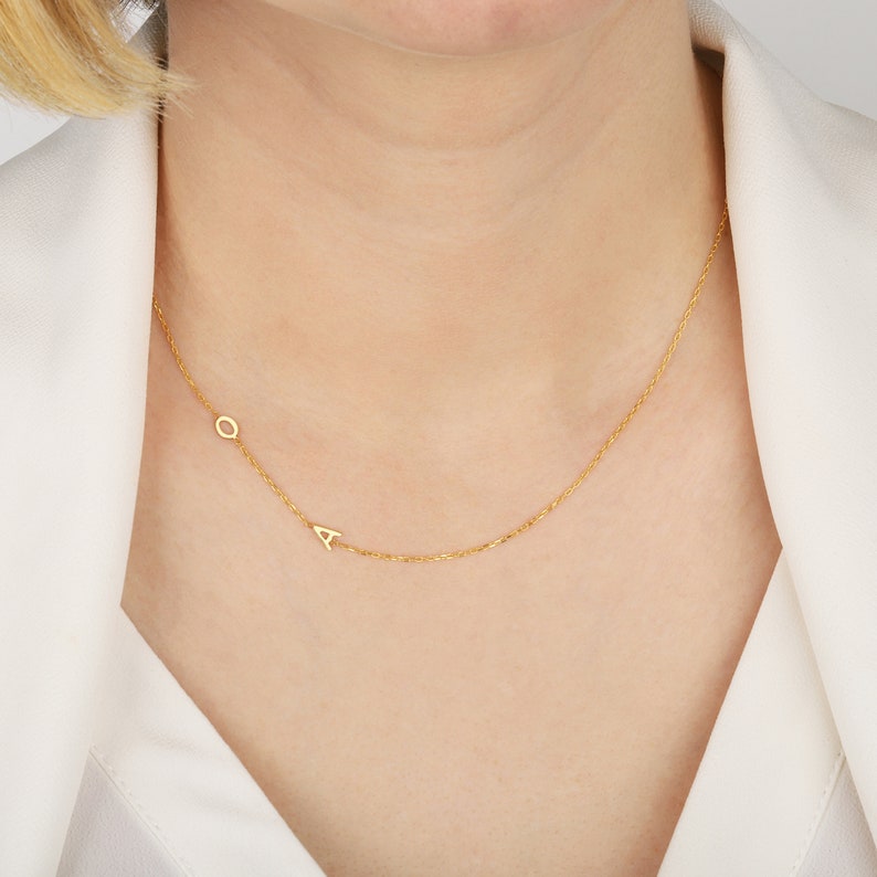Custom Letter Necklace - Sideways Initials Necklace - Mothers Day Gift - Personalized Jewelry - Bridesmaid Gift - Christmas Gift - Mom Gift