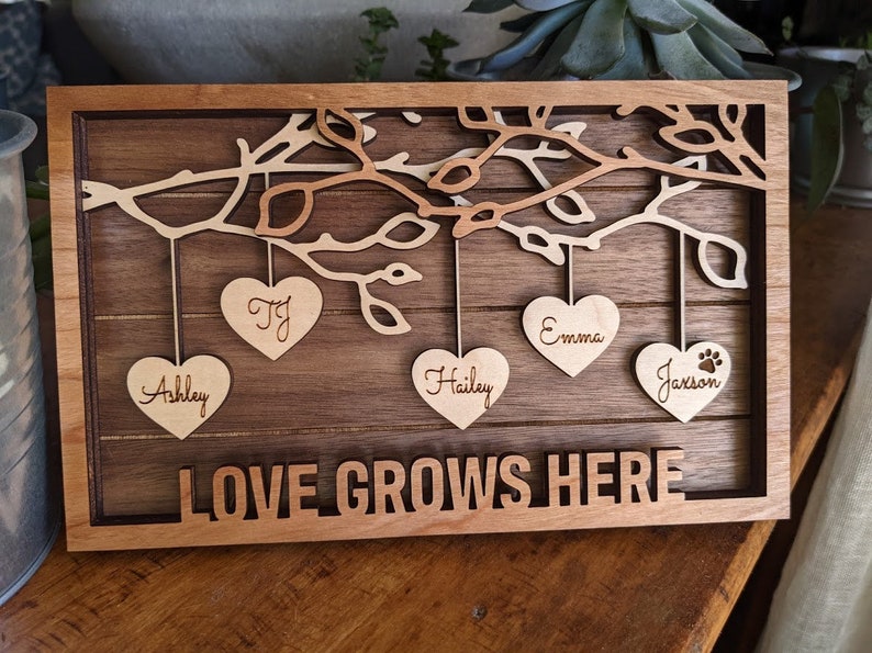 Family Tree Wood Frame - Fully Customized, Mother's Day, Father's Day, Grandma Gift, Mom Gift, Adoption Gift (NO TARIFF/DUTY)