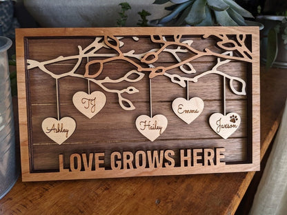 Family Tree Wood Frame - Fully Customized, Mother's Day, Father's Day, Grandma Gift, Mom Gift, Adoption Gift (NO TARIFF/DUTY)