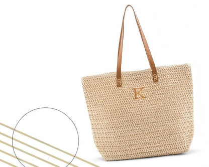 Personalized Tote Bag - Woven Straw - Tropical Vacation - Reusable Shopping Bag - Beach Tote - Mother's Day Gift - Personalized Gift