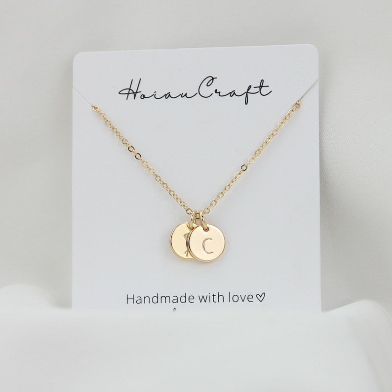 Personalized Birth Flower Disc Necklace, Month Initial Charm Necklace, Chain Necklace Jewellery, Christmas Bridesmaid Gift for Wedding/Mom