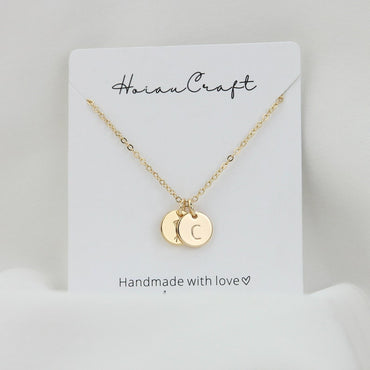 Personalized Birth Flower Disc Necklace, Month Initial Charm Necklace, Chain Necklace Jewellery, Christmas Bridesmaid Gift for Wedding/Mom