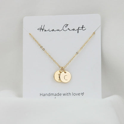 Personalized Birth Flower Disc Necklace, Month Initial Charm Necklace, Chain Necklace Jewellery, Christmas Bridesmaid Gift for Wedding/Mom