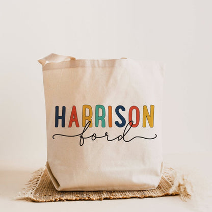 Personalized Canvas Tote Bag with Name, Toy Storage & Book Bag, Nursery Organizer, Toddler Gift, Easter Gifts