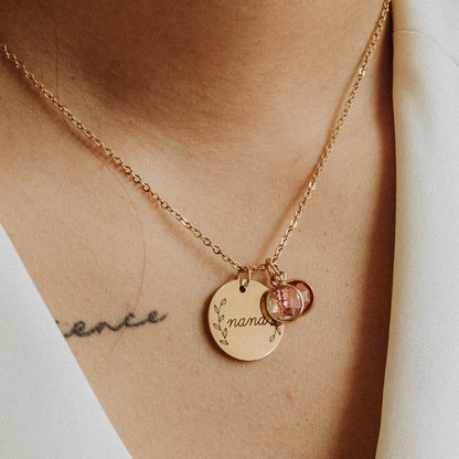 Personalized Gift Jewelry Mom Necklace Grandma Gifts Birthstone Necklace for Mom Mama Nana Family Wreath Pendant Necklace Stocking Stuffer