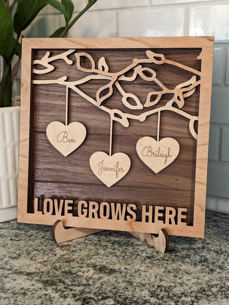 Family Tree Wood Frame - Fully Customized, Mother's Day, Father's Day, Grandma Gift, Mom Gift, Adoption Gift (NO TARIFF/DUTY)