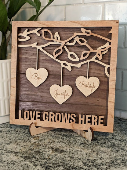 Family Tree Wood Frame - Fully Customized, Mother's Day, Father's Day, Grandma Gift, Mom Gift, Adoption Gift (NO TARIFF/DUTY)