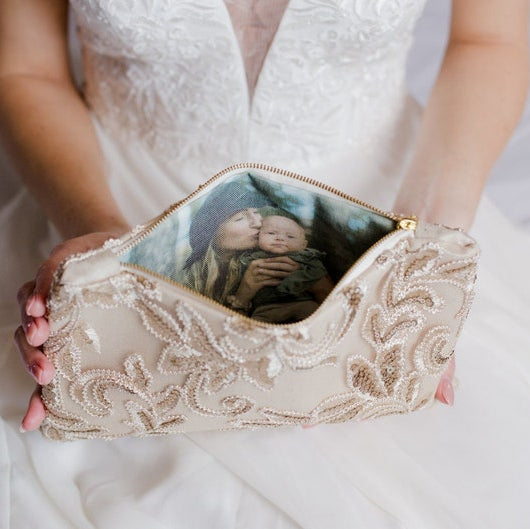 Wedding gift purse for mother, Mother of the Bride wedding gift, Mother of the Groom wedding gift, personalized photo clutch