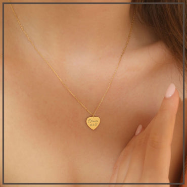 14K Solid Gold Handwriting Heart Necklace ? Gift for Wife ? Handwriting Engrave Charm ? 1st 2nd 3rd 4th 5th 10th Unique Anniversary Gift