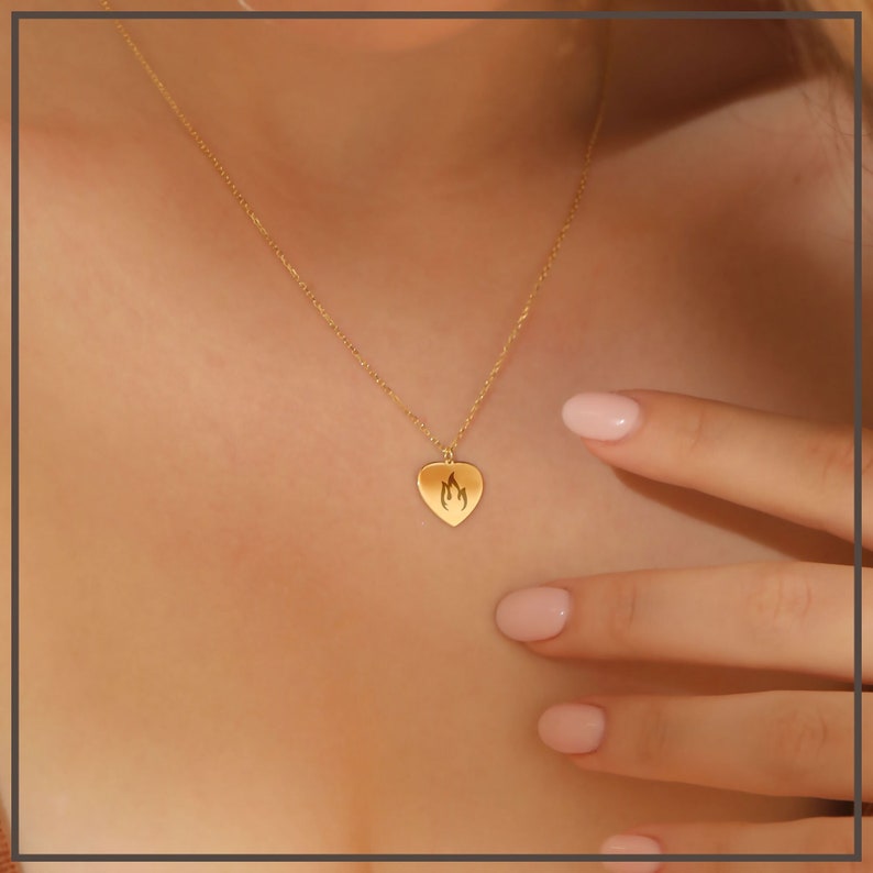 14K Solid Gold Handwriting Heart Necklace ? Gift for Wife ? Handwriting Engrave Charm ? 1st 2nd 3rd 4th 5th 10th Unique Anniversary Gift