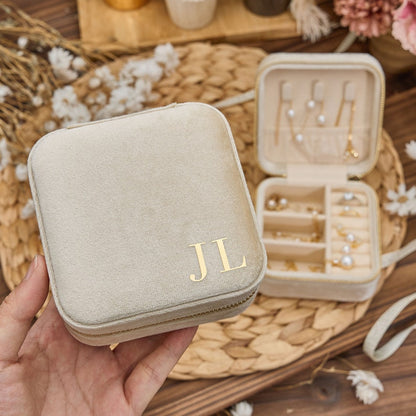 Personalized Jewelry Box, Custom Velvet Travel Case, Wedding Favors, Bridesmaid Gift, Birthday Gift, Gift for Her, Best Gift for Mom