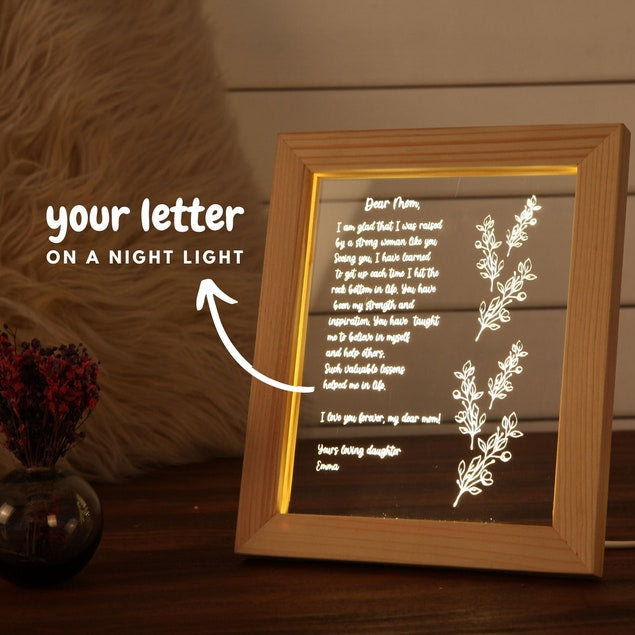 Personalized Hand-Written Letter Night Light - Mother's Day Gift Ideas - Mothers Day Gift - Gift for Mom - Grandma Nana Mommy Birthday Gifts