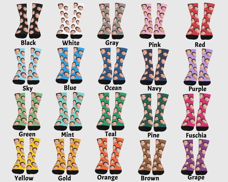 Custom Face Socks, Personalized Photo Sock, Valentine's Day Gifts, Made in USA