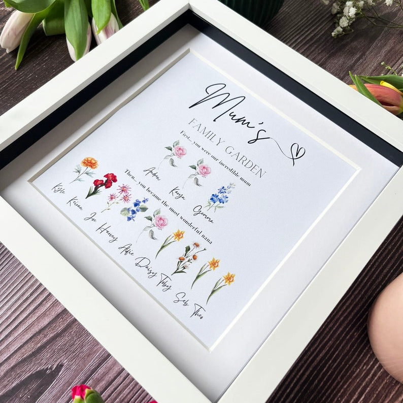 Personalised Birth Flower Family Tree Framed Print ¨C Mother's Day Gift