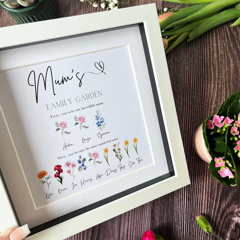 Personalised Birth Flower Family Tree Framed Print ¨C Mother's Day Gift