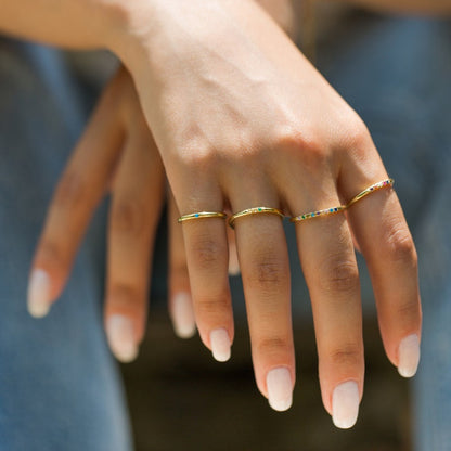 Personalized Sterling Silver Birthstone Ring, Dainty Gold Ring, Mother's Day Gift for Mom