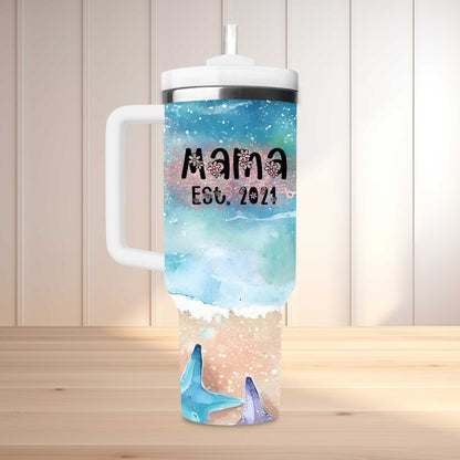 Personalized 40oz Tumbler With Handle Lid and Straw, Custom Beach Vacation Tumbler, bridesmaid tumbler, Gift for Best Friend, Gifts for Her