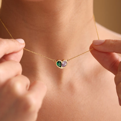 Dainty Birthstone Necklace for Mother's Day gift, Heart Necklace, Personalized Necklace For Her, Mothers Day Gift for Her, Grandma necklace