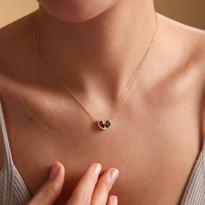 Dainty Birthstone Necklace for Mother's Day gift, Heart Necklace, Personalized Necklace For Her, Mothers Day Gift for Her, Grandma necklace