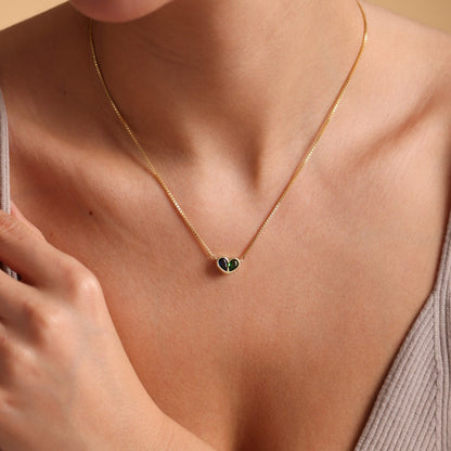 Dainty Birthstone Necklace for Mother's Day gift, Heart Necklace, Personalized Necklace For Her, Mothers Day Gift for Her, Grandma necklace