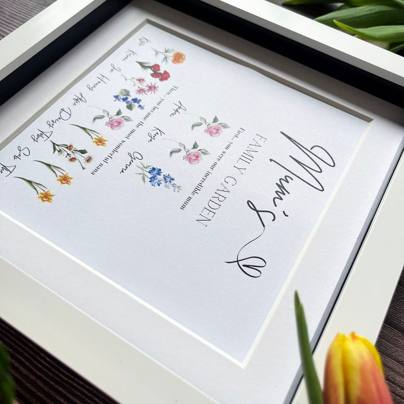 Personalised Birth Flower Family Tree Framed Print ¨C Mother's Day Gift