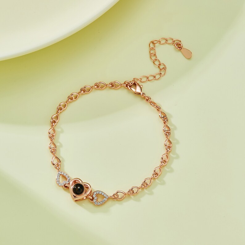 Personalized Photo Projection Heart Bracelet: Custom Memorial Jewelry