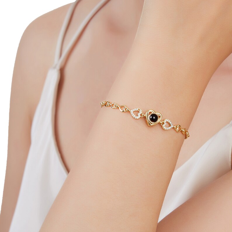 Personalized Photo Projection Heart Bracelet: Custom Memorial Jewelry