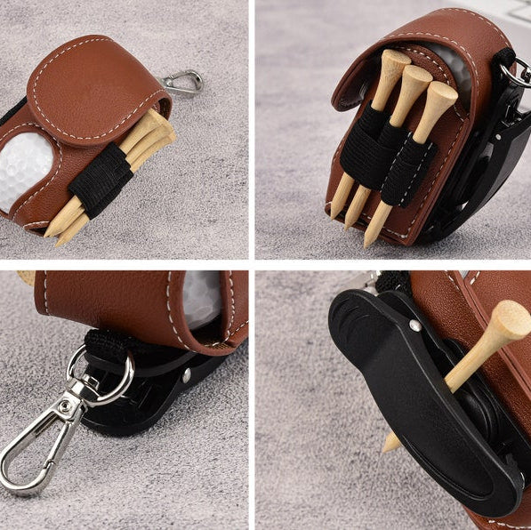 Personalized Leather Golf Ball Bag, Mini Golf Tee Holder