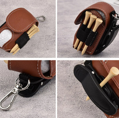 Personalized Leather Golf Ball Bag, Mini Golf Tee Holder